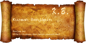 Kuzman Benjámin névjegykártya